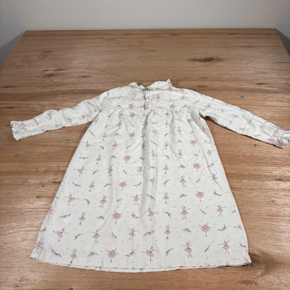 Petite Plume Kids Ballerina Print Nightgown Pink Cream Ruffle Size 6